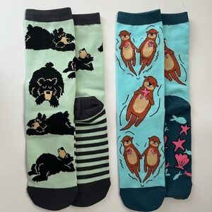 New Fun Animal Print Socks Set of 2
